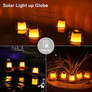 Floating Solar Pool Lights, LED Glow Pool Ball Lights IP68 Waterproof Bathtub Night Lights, 3 Modes Light up Pool Balls Lights with Flickering Flame, Flameless Tea Lights for Spa,Bath,Lawn,Party-4pcs