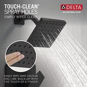 Delta Faucet Modern 5-inch Single-Spray Shower Head, Black Square Shower Head, High Pressure Shower Head, 1.75 GPM Flow Rate, Matte Black RP101846BL