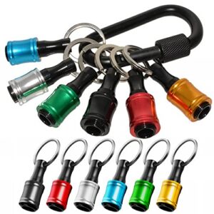 6 color drill extension bit holder, 1/4inch hex shank aluminum alloy screwdriver bits holder extension bar drill screw adapter change keychain portable 2023 upgraded