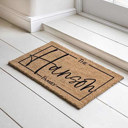 Personalized Family Name Coir Coconut Husk Doormat 18x30 or 24x36 (18"x 30")