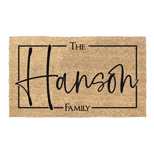 Personalized Family Name Coir Coconut Husk Doormat 18x30 or 24x36 (18"x 30")