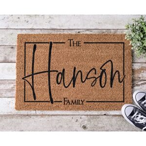 Personalized Family Name Coir Coconut Husk Doormat 18x30 or 24x36 (18"x 30")