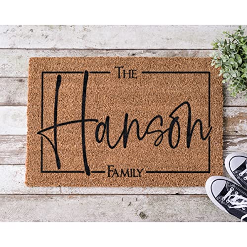 Personalized Family Name Coir Coconut Husk Doormat 18x30 or 24x36 (18"x 30")