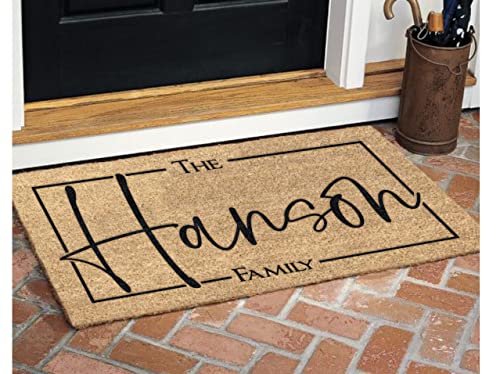 Personalized Family Name Coir Coconut Husk Doormat 18x30 or 24x36 (18"x 30")