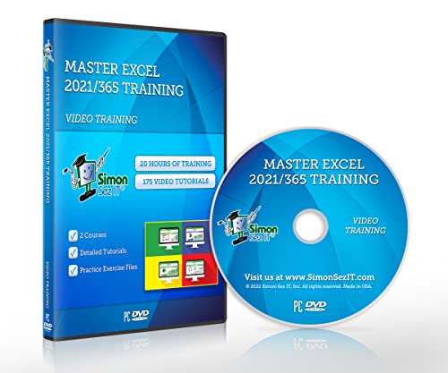 Excel 2021 Training DVD by Simon Sez IT: Excel 2021/365 Tutorial for Beginners to Intermediate Users – Excel Course Including Exercise Files