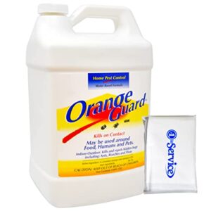 orange guard home pest control natural organic, bug repellent and killer for ants, roaches, fleas, water based citrus indoor and outdoor bug spray, with number 1 in service tissue pack, 128 ounces