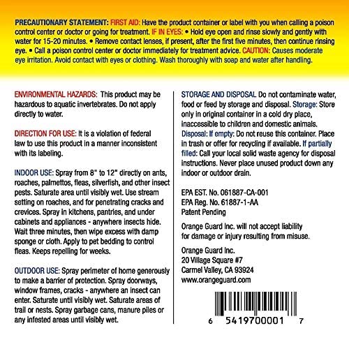 Orange Guard Home Pest Control Natural Organic, Bug Repellent and Killer for Ants, Roaches, Fleas, Water Based Citrus Indoor and Outdoor Bug Spray, with Number 1 in Service Tissue Pack, 128 Ounces