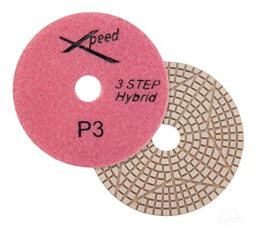 4” Diamond Polishing Pads 3-Step Wet/Dry for Granite Quartz Marble Stone Quartzite - 3 Pieces