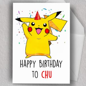 Chu Red Party Hat Happy Birthday to Chu | Cute Birthday Card | Art | Blank Card