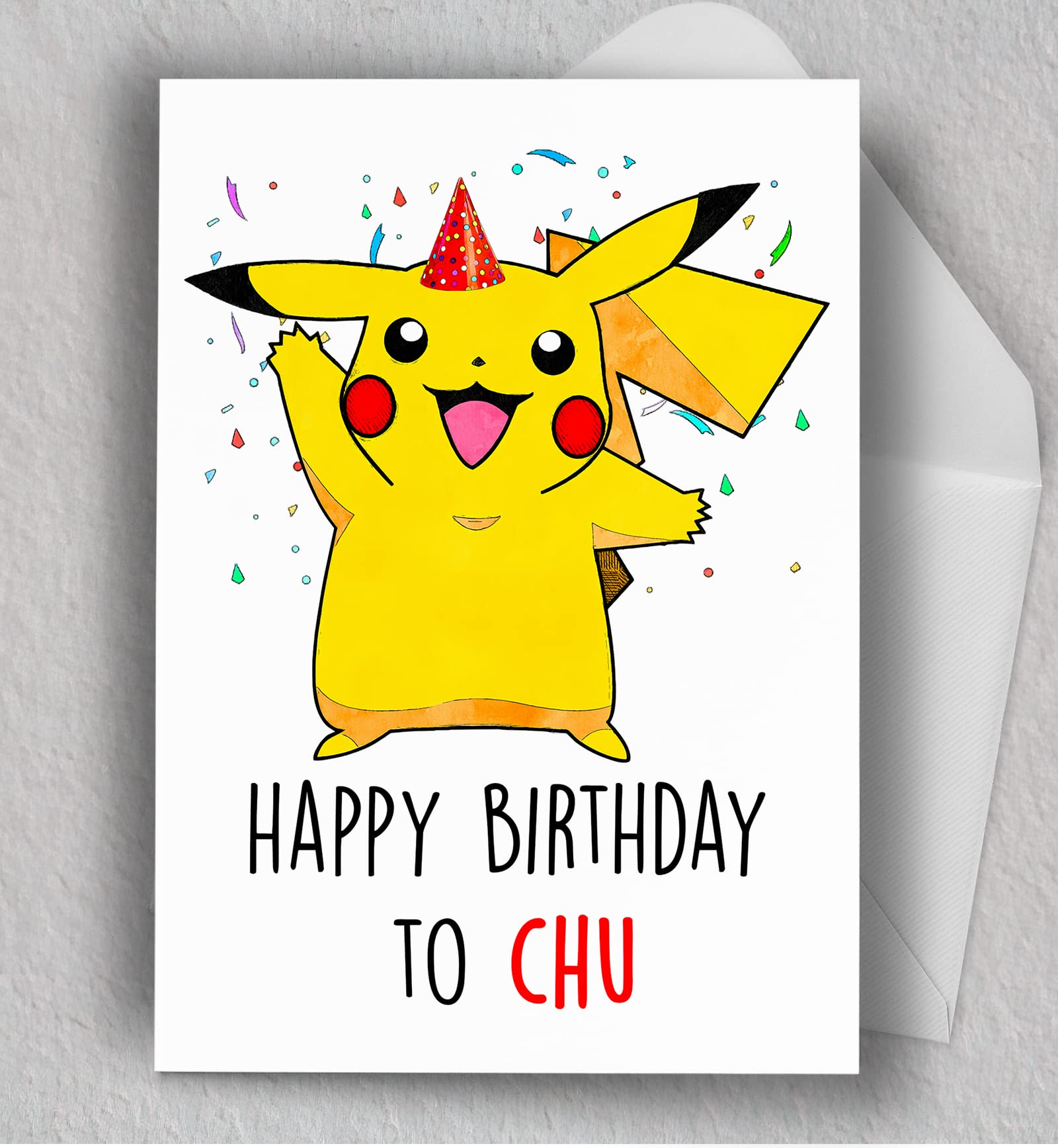 Chu Red Party Hat Happy Birthday to Chu | Cute Birthday Card | Art | Blank Card