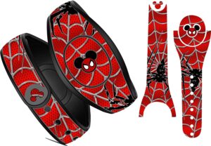 red spider web magic band skin vinyl decal wrap skins sticker compatible with the disney magicband 2