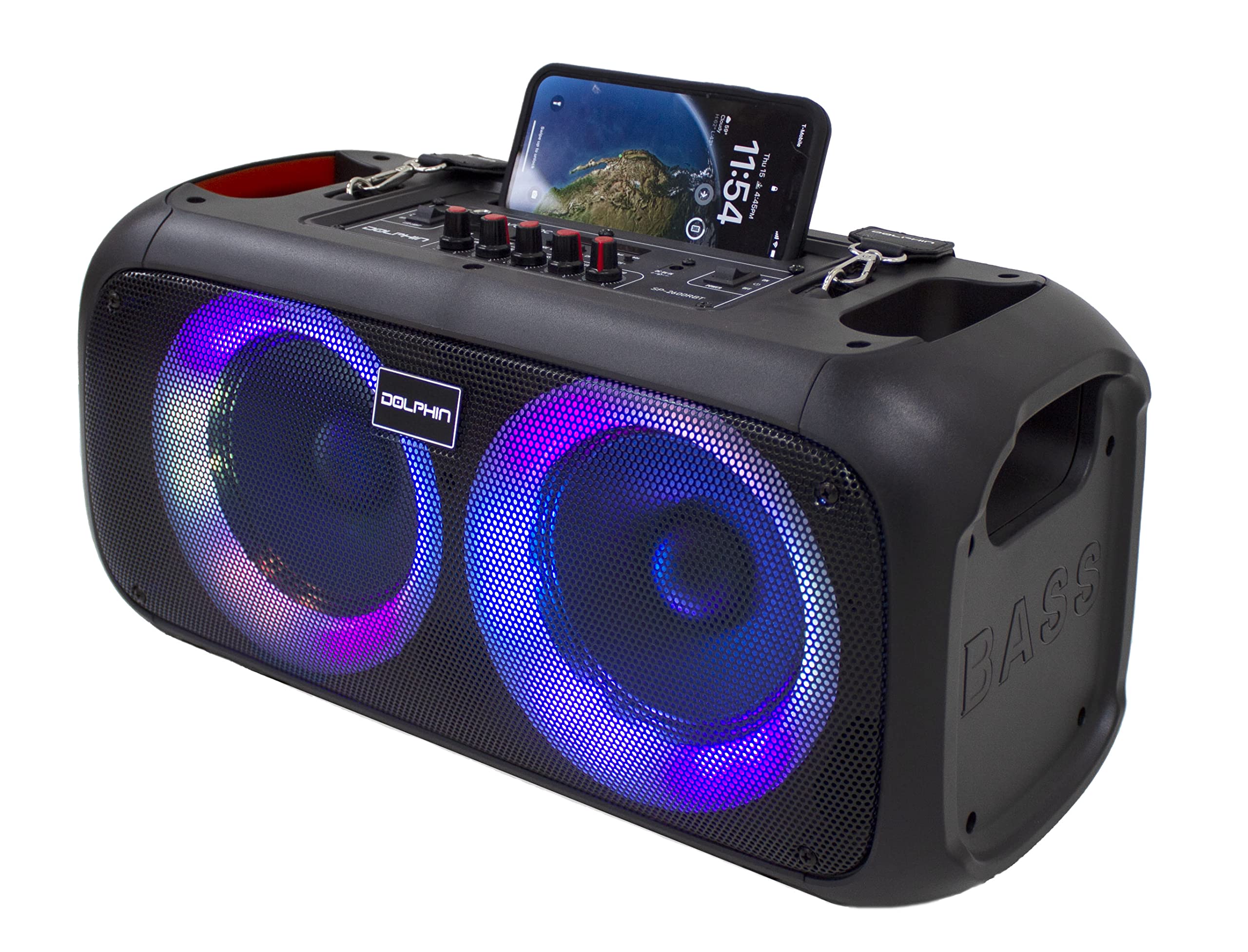 Dolphin Boombox Portable Bluetooth Speaker - Crisp Sound - Dual 6.5" Woofer, 1" Tweeter