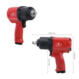 AEROPRO TOOLS 1/2-Inch Aluminum Air Impact Wrench(A398),Twin Hammer with 1000FT-LB Super Torque, Pneumatic Impact Gun, for Auto Repair, Tire Shop