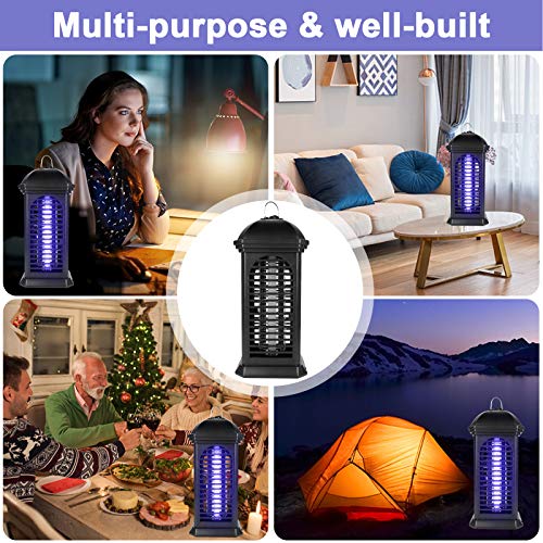 LIKYUU Bug Zapper for Indoor and Outdoor - Electric Mosquito Zapper Killer Waterproof, Insect Fly Trap with Cleaning Brush, Safe for Pets and Children （Black）