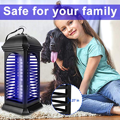 LIKYUU Bug Zapper for Indoor and Outdoor - Electric Mosquito Zapper Killer Waterproof, Insect Fly Trap with Cleaning Brush, Safe for Pets and Children （Black）