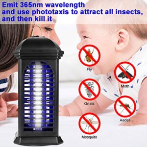 LIKYUU Bug Zapper for Indoor and Outdoor - Electric Mosquito Zapper Killer Waterproof, Insect Fly Trap with Cleaning Brush, Safe for Pets and Children （Black）