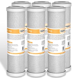 membrane solutions 5 micron 2.5" x 10" cto carbon block water filter cartridge replacement for whole house filtration systems, compatible with wfpfc8002, wfpfc9001, fxwtc, whef-whwc, whcf-whwc, 6-pack
