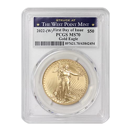2022 W 1 oz American Gold Eagle MS-70 First Day of Issue West Point Label $50 MS70 PCGS