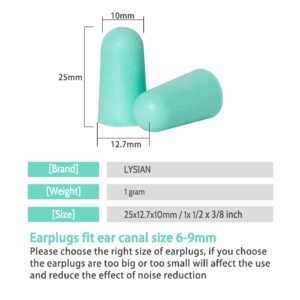 LYSIAN Ultra Soft Foam Earplugs for Sleep - 38dB Noise Reduction Ear Plugs for Sleeping Noise Cancelling, Work, Travel and Shooting Range -60 Pairs Value Pack(Water Blue)