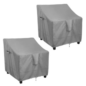 outdoorlines outdoor waterproof furniture chair cover - uv-resistant patio lawn chair covers for outdoor furniture windproof heavy duty chair covering, 2 packs, 33.5wx31.5dx36h inches, grey