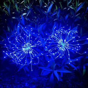 JJGoo Solar Garden Lights Solar Firework Lights, 2 Pack 120 LEDs 2 Lighting Modes Solar Lights Outdoor Waterproof for Garden Patio Walkway Pathway Party Wedding Christmas Decorative - Blue