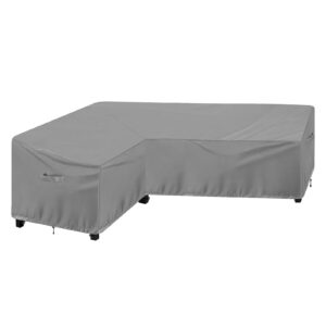 outdoorlines waterproof outdoor patio sectional cover - uv resistant & windproof l-shaped patio furniture covers for deck, lawn and backyard, 420d heavy duty couch cover, left facing, 83"x104", gray