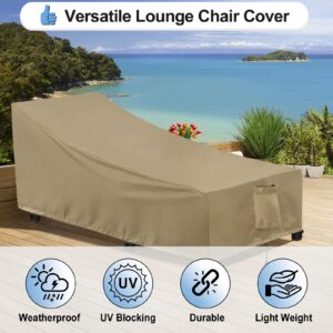 OutdoorLines Outdoor Waterproof Patio Chaise Lounge Chair Cover - UV Resistant Lounger Covers Heavy Duty Weatherproof Patio Sofa Furniture Covers, 1 Pack, 78Wx35.5Dx33H Inches, Camel