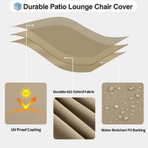 OutdoorLines Outdoor Waterproof Patio Chaise Lounge Chair Cover - UV Resistant Lounger Covers Heavy Duty Weatherproof Patio Sofa Furniture Covers, 1 Pack, 78Wx35.5Dx33H Inches, Camel