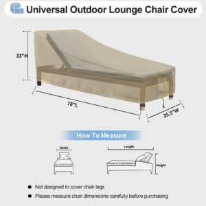 OutdoorLines Outdoor Waterproof Patio Chaise Lounge Chair Cover - UV Resistant Lounger Covers Heavy Duty Weatherproof Patio Sofa Furniture Covers, 1 Pack, 78Wx35.5Dx33H Inches, Camel