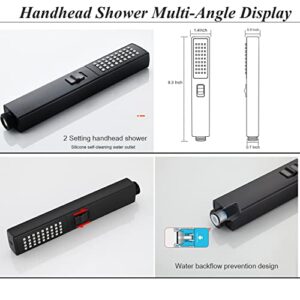 Shower Head Combo,12 Inch High Pressure Rain Shower Head with 13 Inch Adjustable Extension Arm and 2 in1 Settings Handheld,Powerful Shower Spray Against Low Pressure Water with Long Hose(Black)