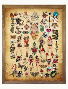 tattoo poster print room decor - 8x10 unframed - vintage tattoo flash wall art - unique gifts for tattooist - wall decor for tattoo shop - retro tattoo design decor - old school tattoo