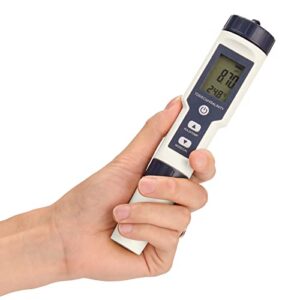 Water Quality Tester, Geevorks 5 in 1 PH/EC/TDS/Salinity/Thermometer Digital Multi-Function Tester with 3 PH Buffer Powders