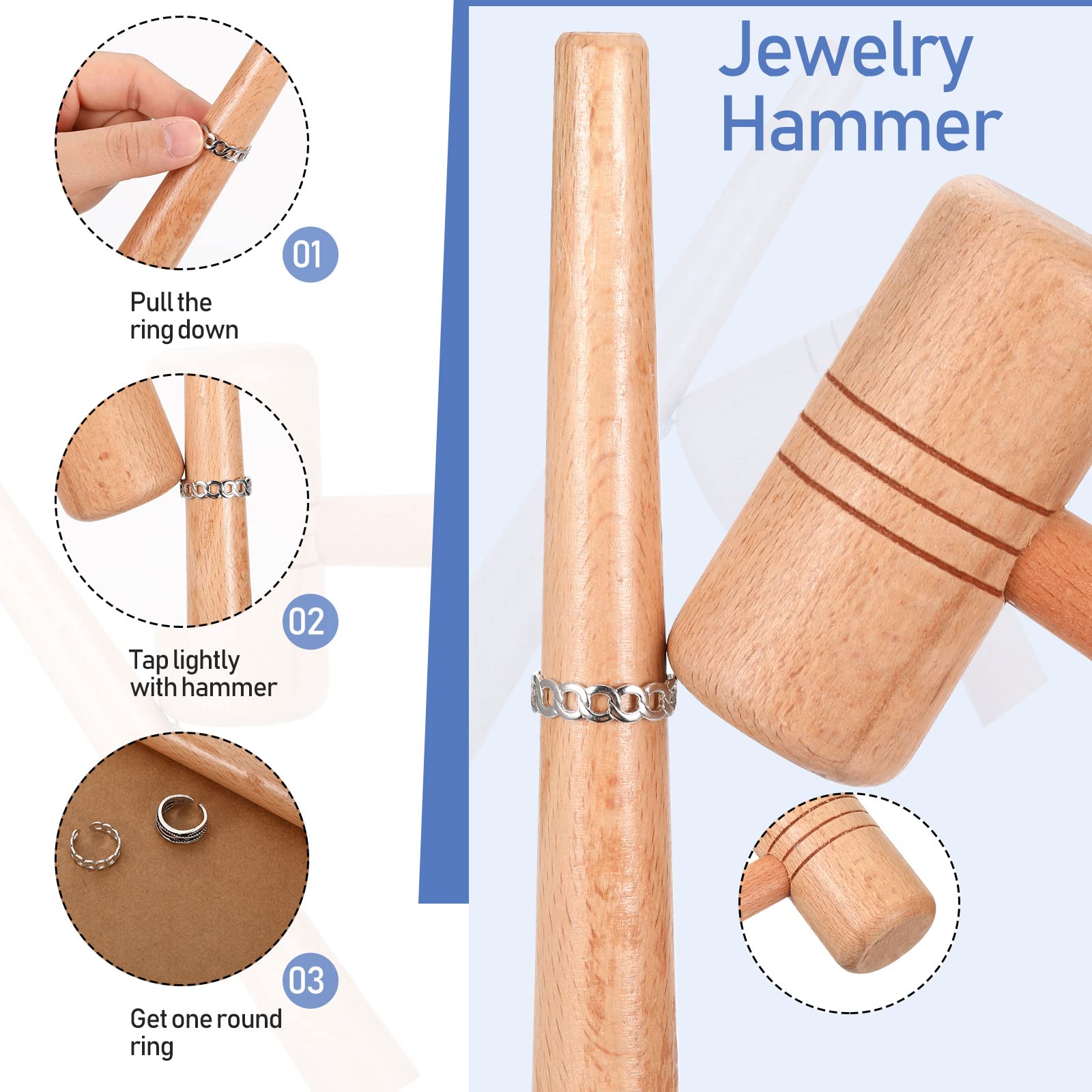 Jewelers Tools Set Including Jeweler Saw Frame Bench Pin Clamp Diamond Needle File Wooden Ring Clamp and Ring Sizer Mandrel Measuring Tool Jeweler's Mallet Hammer Stick for Jewelry Making