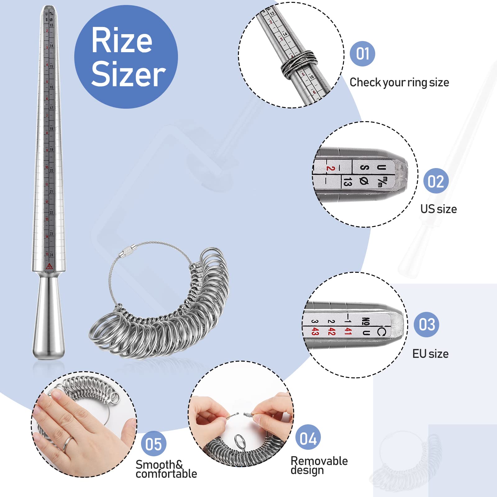 Jewelers Tools Set Including Jeweler Saw Frame Bench Pin Clamp Diamond Needle File Wooden Ring Clamp and Ring Sizer Mandrel Measuring Tool Jeweler's Mallet Hammer Stick for Jewelry Making