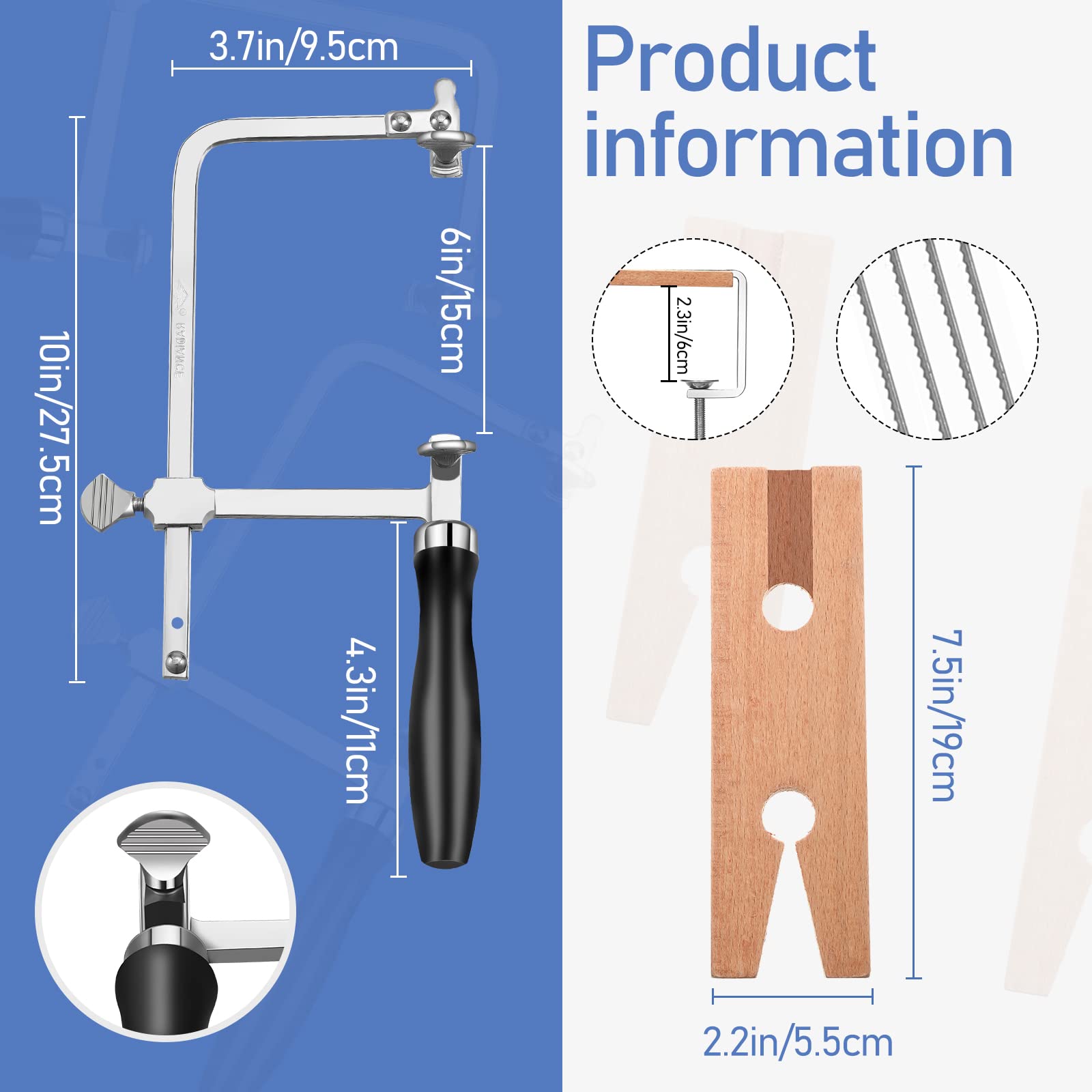 Jewelers Tools Set Including Jeweler Saw Frame Bench Pin Clamp Diamond Needle File Wooden Ring Clamp and Ring Sizer Mandrel Measuring Tool Jeweler's Mallet Hammer Stick for Jewelry Making