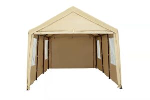 nowensol carport canopy 10x20ft heavy duty with removable sidewalls & doors, portable car port garage shelter for boat, party, outdoor camping tent, uv resistant