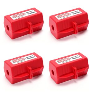 omgtmd lockout tagout plug lock universal forklift,cylinder,electrical plug lockout device 110 and 220 volt plugs 4.5 x 3 inch lock out tag out 4 pack
