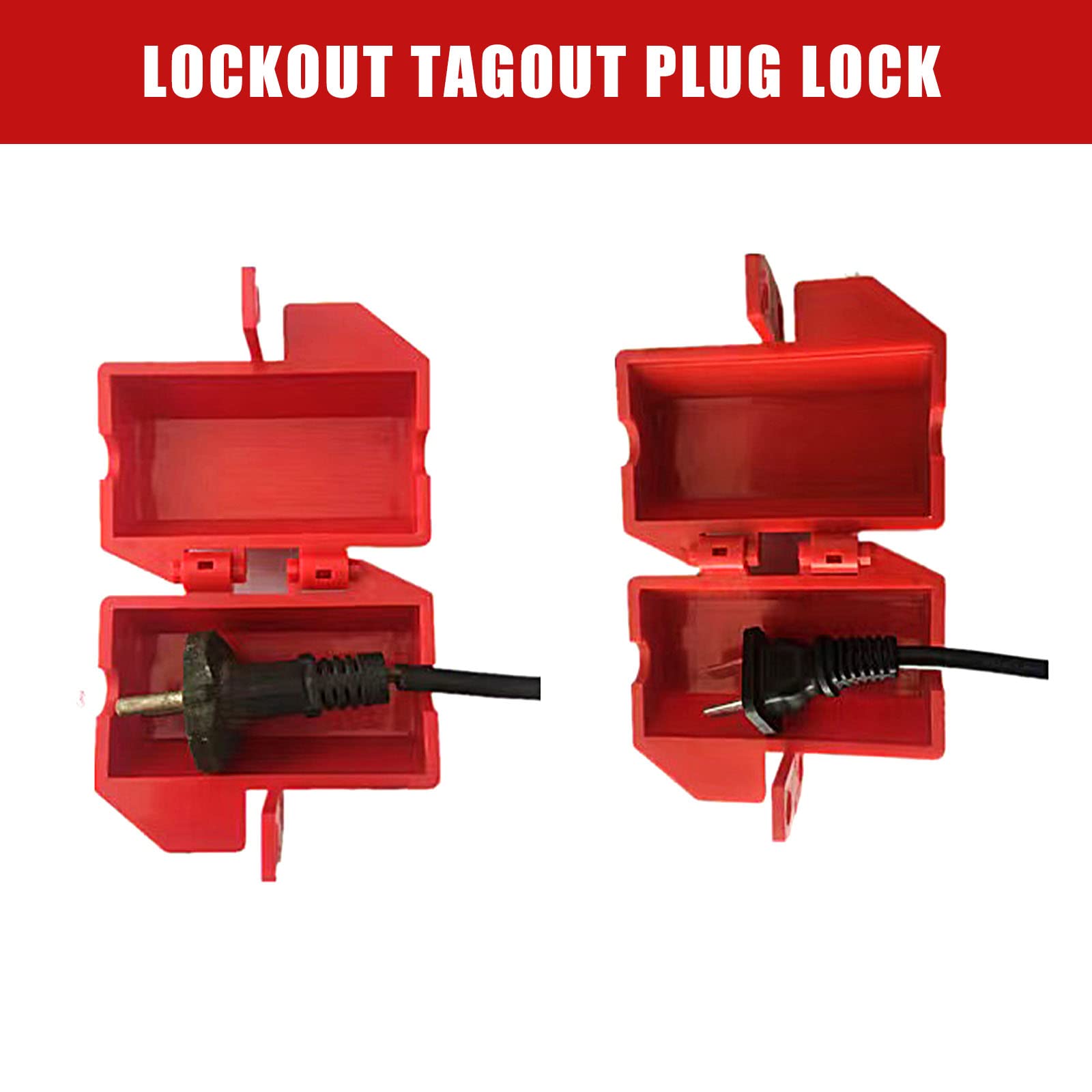 OMGTMD Lockout Tagout Plug Lock Universal Forklift,Cylinder,Electrical Plug Lockout Device 110 and 220 Volt Plugs 4.5 x 3 Inch Lock Out Tag Out 4 Pack