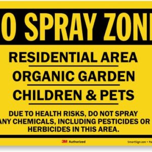 SmartSign (Pack of 2) 7 x 10 inch “No Spray Zone - Residential Area, Children & Pets, Organic Garden” Sign, 55 mil HDPE Plastic, Black and Yellow