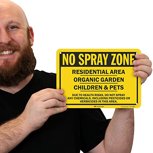 SmartSign (Pack of 2) 7 x 10 inch “No Spray Zone - Residential Area, Children & Pets, Organic Garden” Sign, 55 mil HDPE Plastic, Black and Yellow