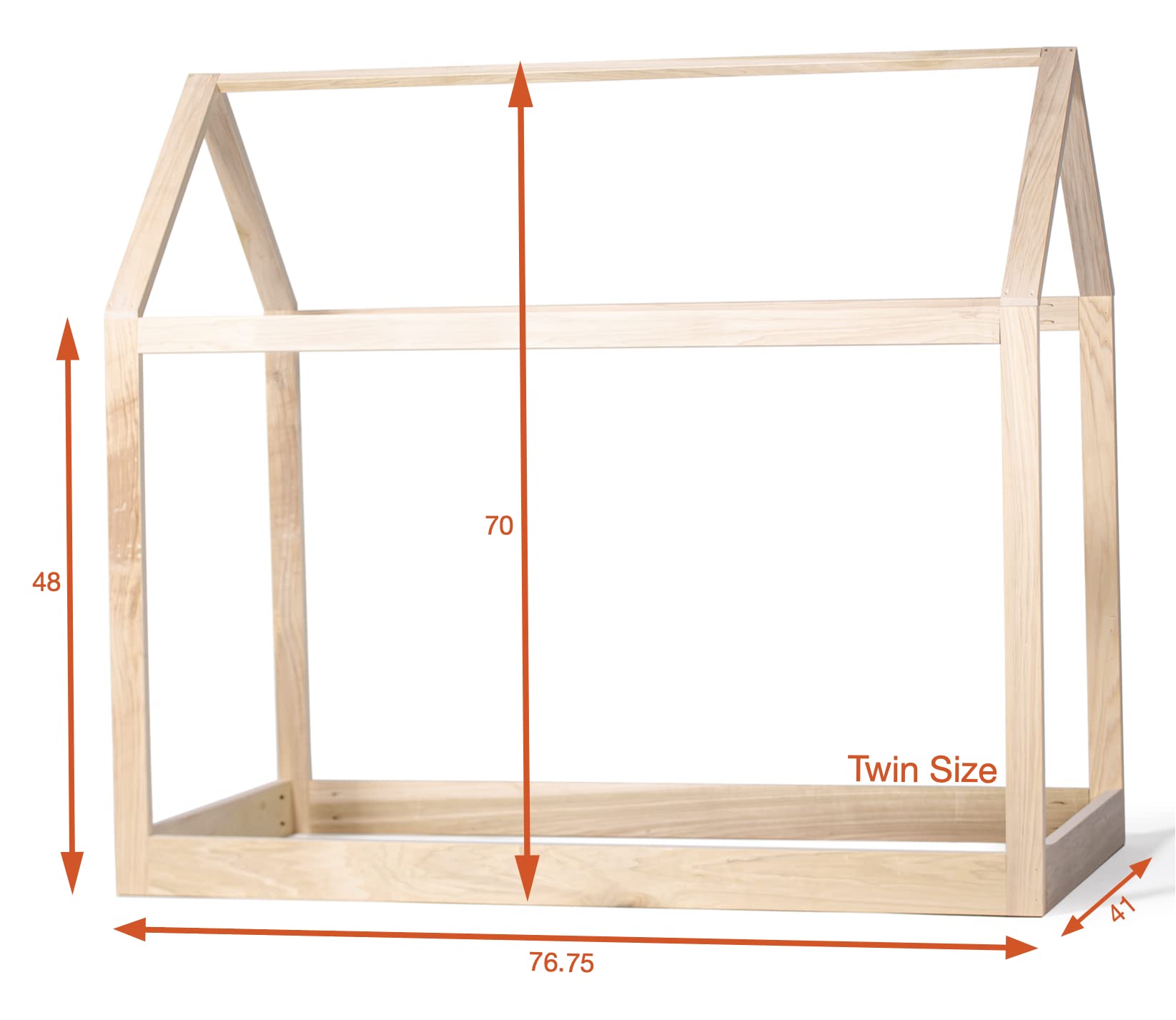 Montessori House Bed Frame Twin Full or Queen Solid Wood MADE IN USA