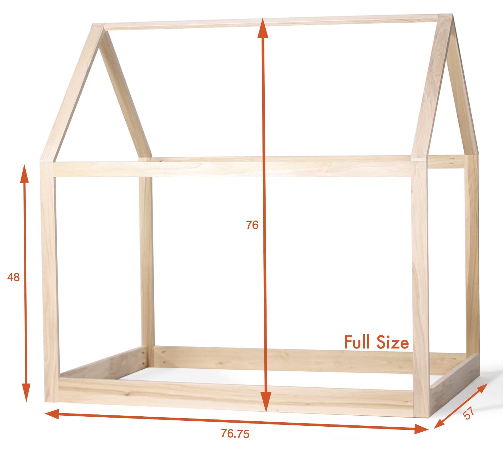 Montessori House Bed Frame Twin Full or Queen Solid Wood MADE IN USA