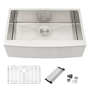 dcolora 36 inch farmhosue sinks stainless steel single bowl farm style sink farmer country apron front barn sink, 36"x21"x10" dc-a7750