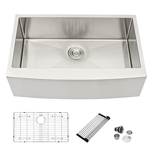 Dcolora 36 Inch Farmhosue Sinks Stainless Steel Single Bowl Farm Style Sink Farmer Country Apron Front Barn Sink, 36"x21"x10" DC-A7750