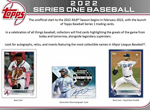 2022 Topps Series 1 Factory Sealed Blaster Box of Packs with 99 Cards including One EXCLUSIVE Commemorative Relic Card and Possible Rookies Autographs and Jersey Cards