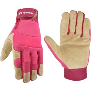 wells lamont women’s hydrahyde split leather hybrid pink gloves, medium (3268m)