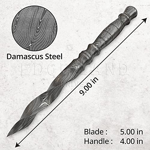 EdgeLandKnives Heavy Duty Damascus Steel Knife- 9 Inches Knife With Sheath, Damascus Steel Knife With Sheath, Best Gift Knife For Men (EL1013)