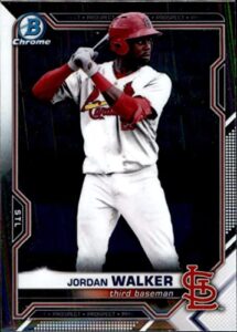 2021 bowman chrome draft #bdc-187 jordan walker rc rookie st. louis cardinals mlb baseball trading card