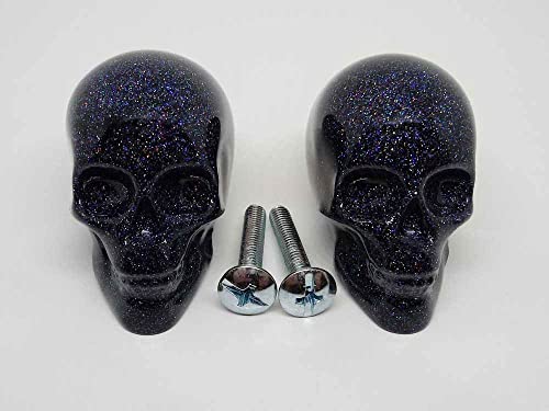 Black Holographic (HOLO) Cabinet Skull Knobs and Pulls (Set of 2)