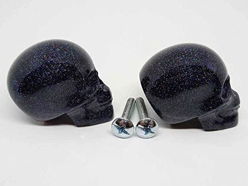 Black Holographic (HOLO) Cabinet Skull Knobs and Pulls (Set of 2)